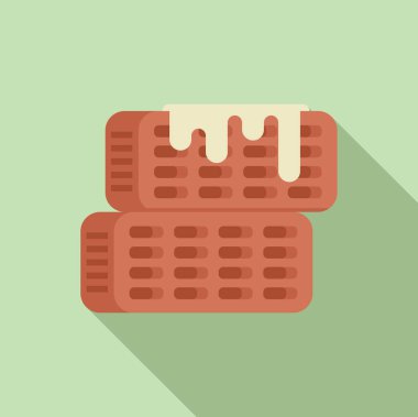 Damlayan tereyağlı iki waffle 'ın düz dizayn vektörü grafiği