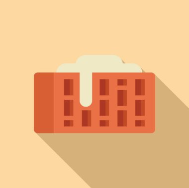 Lezzetli bir waffle 'ın dijital sanatı üzerine sıcak bir arka planda erimiş tereyağı.