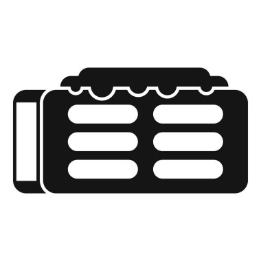 Beyaz arkaplanda izole edilmiş basit siyah silüet içinde bir cüzdan simgesinin vektör illüstrasyonu