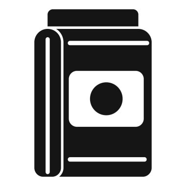 Bir kavanozun basit siyah ve beyaz vektör simgesi, çeşitli tasarım ihtiyaçları için uygundur