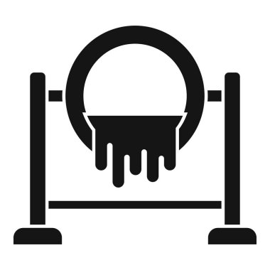 Kalın bir siluetle boya damlayan sehpadaki boya kovasını tasvir eden grafik simgesi