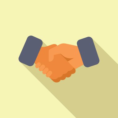 Basit, minimalist ve profesyonel grafik vektörü ile başarılı bir iş birliği, ortaklık ve birlikteliği temsil eden düz tasarım el sıkışma illüstrasyonu