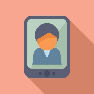 Akıllı telefon arayüzünde yüz maskesi takan bir kişinin minimalist avatarı, sağlık krizleri sırasında uzak iletişimi simgeler