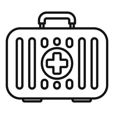 Siyah-beyaz çizgili tıbbi acil ilk yardım çantası güvenlik talimatları için uygun.