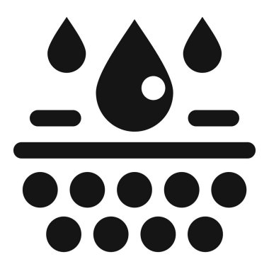 Tek renkli bir dizaynda biçimlendirilmiş su damlalarının ve yatay çizgilerin vektör çizimi