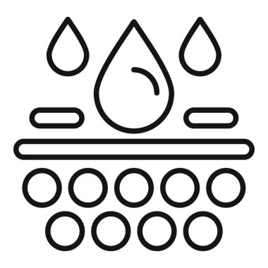 Simplified line art of water drops and absorbent surface, perfect for filtration symbols clipart