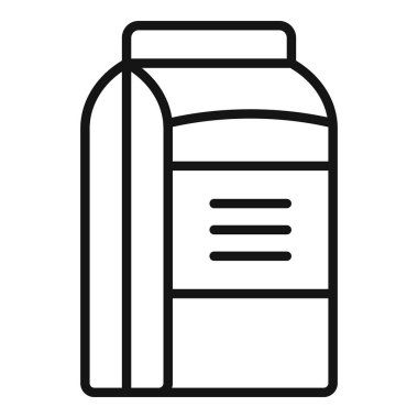 Süt kutusunu temsil eden siyah beyaz çizgi sanat simgesi, çeşitli tasarım kullanımları için uygundur