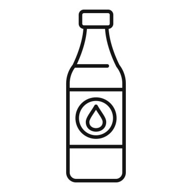 Üzerinde su damlası sembolü olan bir şişenin siyah beyaz çizgisi, çeşitli tasarımlar için uygun.