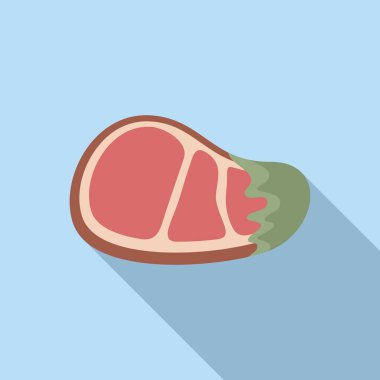 Düz tasarım simgesi, gölgeli çiğ et kesimi, kusurlu grafikler için mükemmel.