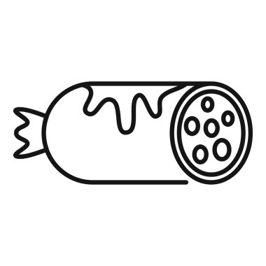 Dilimli salam sosisinin siyah beyaz çizgili sanat vektörü