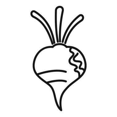 Pancar kökünün basit ve modern siyah beyaz çizgi çizimi, besin temalı tasarımlar için mükemmel.