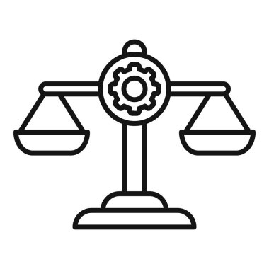 Black and white line drawing of balanced scales, symbolizing law and justice clipart