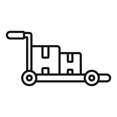 Kutularla dolu, teslimatı veya taşınma konseptini gösteren bir el arabası simgesi