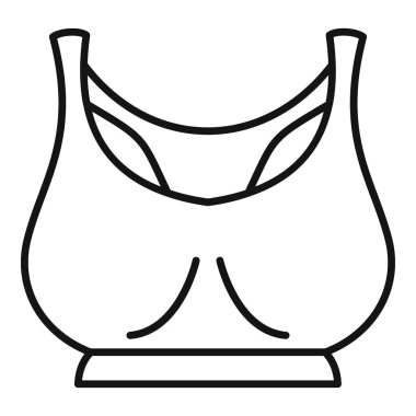 Simgeler ve moda içeriği için uygun bir spor sütyeninin basit siyah çizgi çizimi