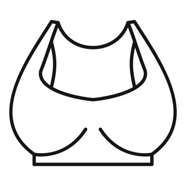 Basit bir spor sutyeni tasarımının siyah beyaz vektör çizgisi çizimi