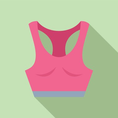 Stylized flat design of a pink sports bra on a soft green background clipart