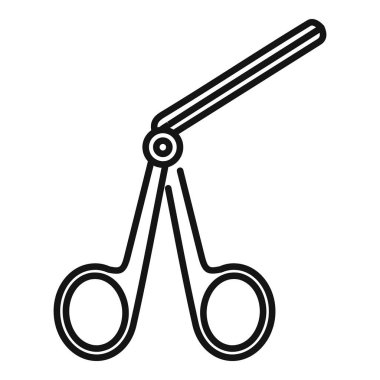 Siyah ve beyaz renk şemasında tıbbi cerrahi makasları temsil eden basit çizgi sanat vektörü