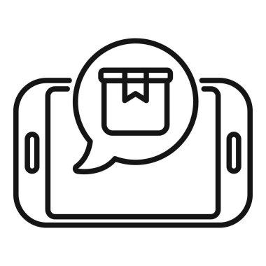 Akıllı telefondaki bir dağıtım bildiriminin ana hatları vektör simgesi