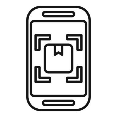 Bir akıllı telefon odaklı odak simgesinin siyah beyaz çizgisi çizimi