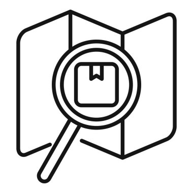 Bir paket sembolünü inceleyen bir büyüteç çizgisi çizimi