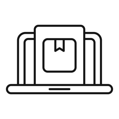 Arayüz yer imi sembollü minimalist bir dizüstü bilgisayarı içeren ana hatlı vektör simgesi