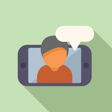 Çevrimiçi haberleşmeyi gösteren bir kişinin modern düz tasarım grafiği