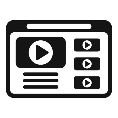 Oynatma düğmeleri ile dijital video platformu arayüzünü gösteren düz tasarım simgesi