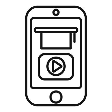 Dijital kullanım için uygun, akıllı bir video kapı zilini temsil eden siyah ana hat vektör simgesi