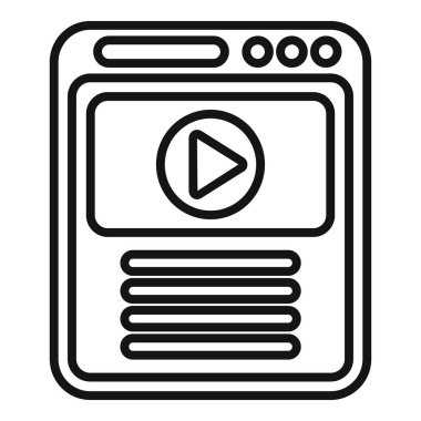 Web tarayıcı penceresinde özetlenmiş bir video oynatıcı arayüzünün siyah çizgi sanatı
