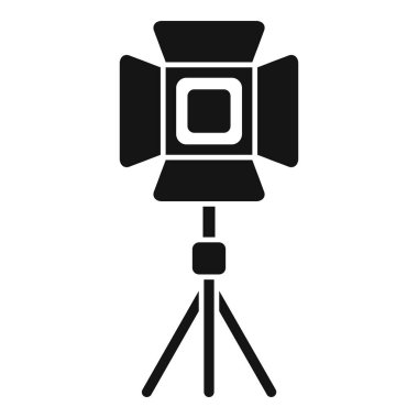 Fotoğrafçılığı ve medyayı temsil eden tripodun üzerinde flaş olan klasik bir stüdyo kamerasının simgesi.
