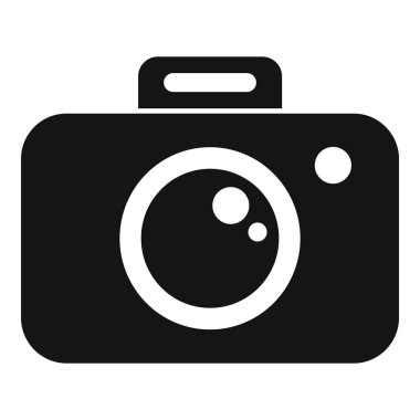 Bir kamera siluetinin cesur vektör grafiği, logolar ve teknik temalar için ideal