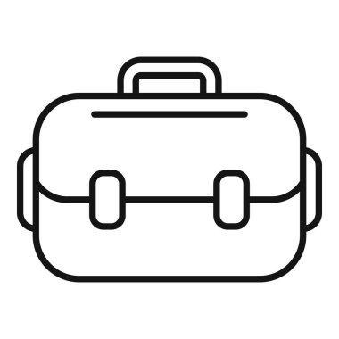 Klasik bir evrak çantasının çizgi çizimi, profesyonel ve ticari kullanım için ideal