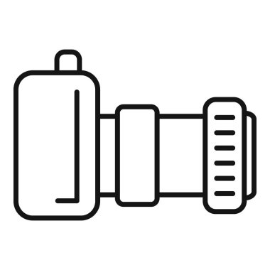 Fotoğraf ağı ve uygulama kullanıcı arayüzü için modern tarz ve ayrıntılı düzenlenebilir bilgi tasarımı ile kamera lens çizgisi vektör simgesi