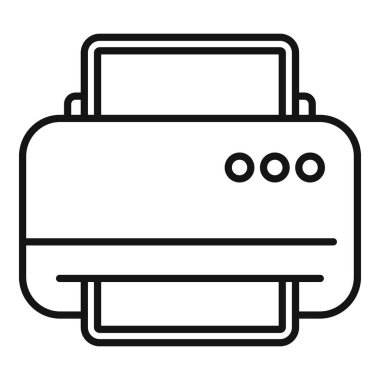 Çağdaş bir ofis yazıcısının basit siyah beyaz çizgisi çizimi, simgeler veya logolar için ideal