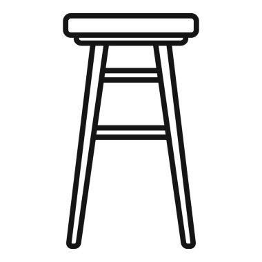 Siyah çizgi sanat tarzında, beyaz arkaplanda izole edilmiş minimalist yüksek tabure vektör grafiği