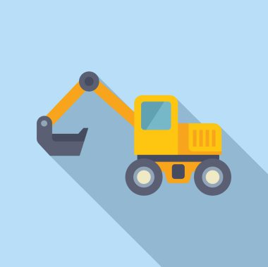 Çocuk kitapları ve eğitim materyalleri için mükemmel gölgesi olan sarı çizgi film kazıcısının düz tasarım çizimi.