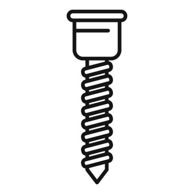 Bir vidanın basit siyah çizgi çiziminin vektör illüstrasyonu