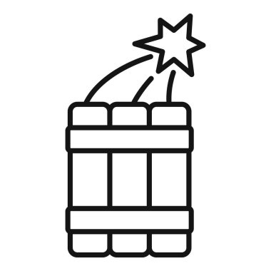 Black and white vector illustration of a classic dynamite stick with a sparkling fuse clipart