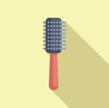 Bej bir arka planda izole edilmiş, gölgeli düz bir saç fırçasının grafiksel temsili
