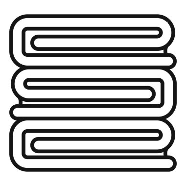 Temiz istiflenmiş havluların siyah-beyaz çizgisi çizimi, ikonlar veya hijyen temaları için mükemmel.