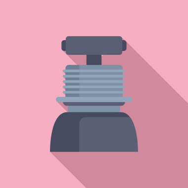 Modern, minimalist bir vektör illüstrasyonunda bir kamera merceği pastel pembe arka planda