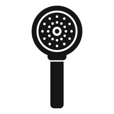 Çeşitli tasarım kullanımları için uygun, siyah beyaz basit bir duş başlığı simgesinin vektör çizimi