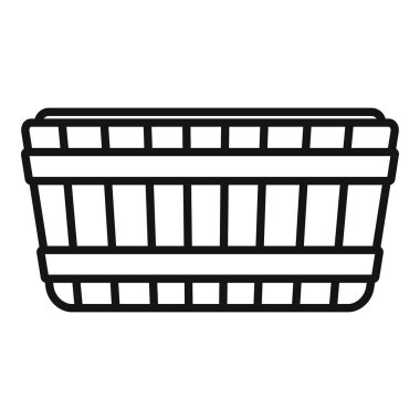 Simple vector illustration of a shopping basket in a black and white line art style clipart