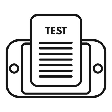 Deneme sayfası olan bir yazıcının çizgi sanat vektör çizimi, simgeler ve bilgi grafikleri için idealdir