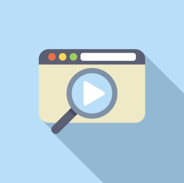 Çevrimiçi video arama kavramını tasvir eden bir video simgesi üzerindeki bir büyüteç illüstrasyonuName