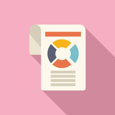 Pembe arka planda turta grafiği olan bir iş raporunu tasvir eden temiz, minimalist düz tasarım simgesi