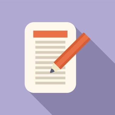 Kağıt üzerinde bir kalem yazısını gösteren simge, eğitim, yazım ve organizasyonla ilgili kavramlar için mükemmel