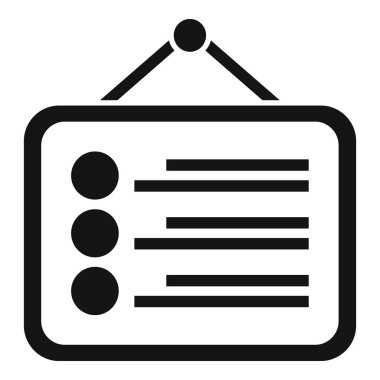 Soyut asma panosu simgesi, iş ilanı için beyaz arkaplanda izole edilmiş ve basit düz tasarım ile gösteriliyor. Mağaza önü ve navigasyon için mükemmel. Modern vektör illüstrasyonu