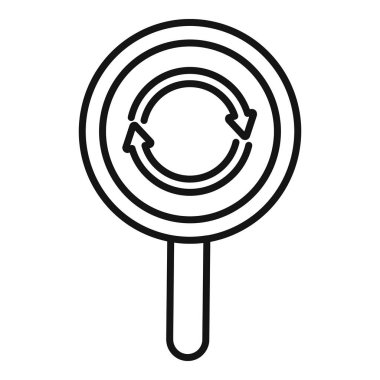 Yuvarlak oklu bir lolipopun siyah beyaz çizgisi çizimi yenilenmeyi ya da güncellenmeyi simgeliyor