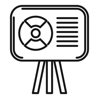 İş sunumları için uygun diyagramları olan bir çevirme grafiğinin siyah ve beyaz vektör simgesi